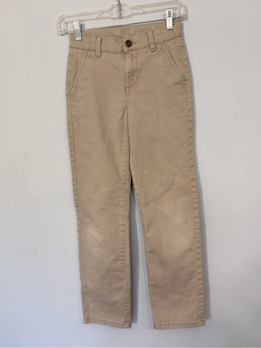Izod Tan Big Boy's Beige Slim Fit Flat Front Chino Uniform Khaki Pants Size 10